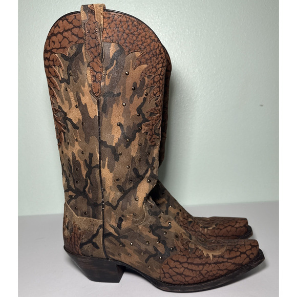 Dan Post Women's Western Boots Style DP3597 "N" Visible Retro Camo Size 9 M Snip - Picture 1 of 8